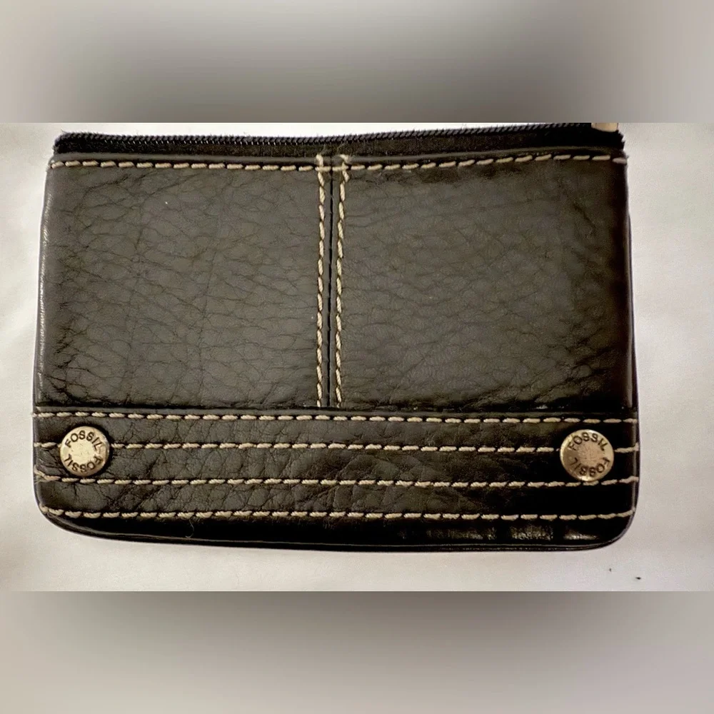 Vintage Fossil Wallet Coin Purse White Topstitching - Picture 2 of 5